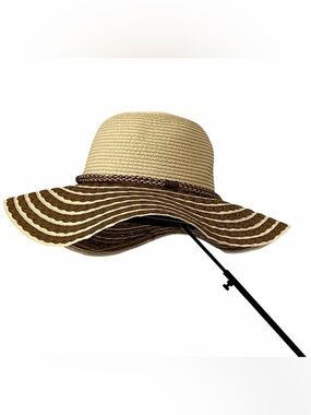 Jacobson Straw Summer Floppy Large Brim Brown & Tan Hat - Like New
